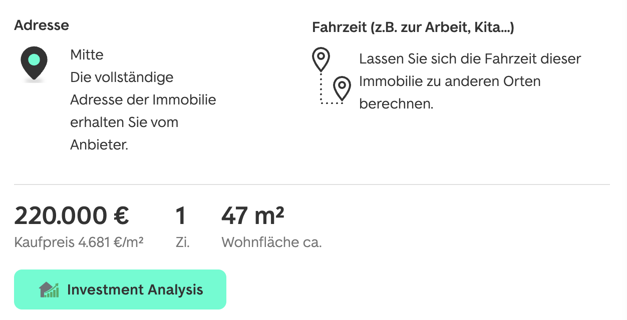 Ein-Klick Immobilienanalyse